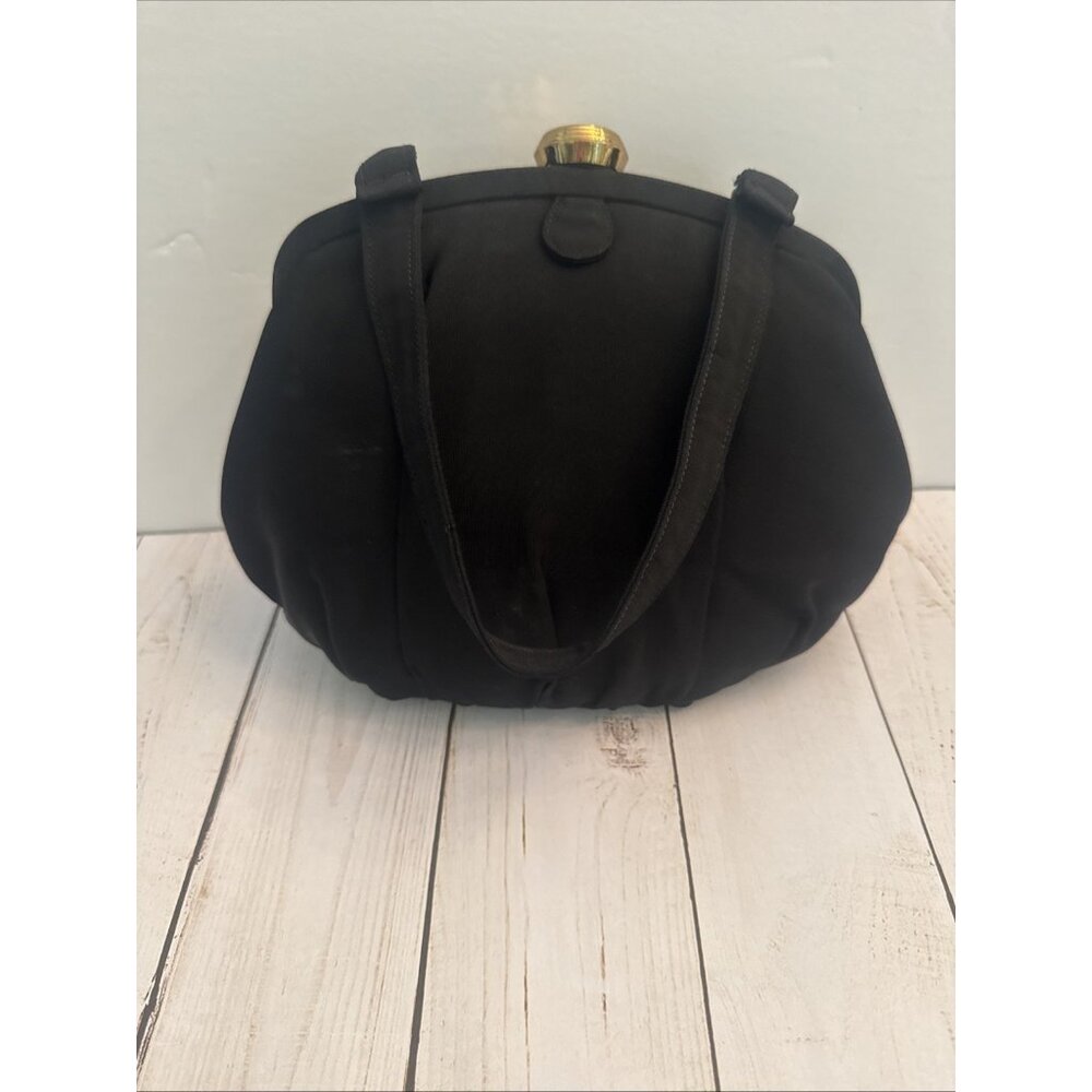 Vintage MM Morris Moskowitz Faille Satin Black Evening Purse/ Handbag 9x6x3” EUC
